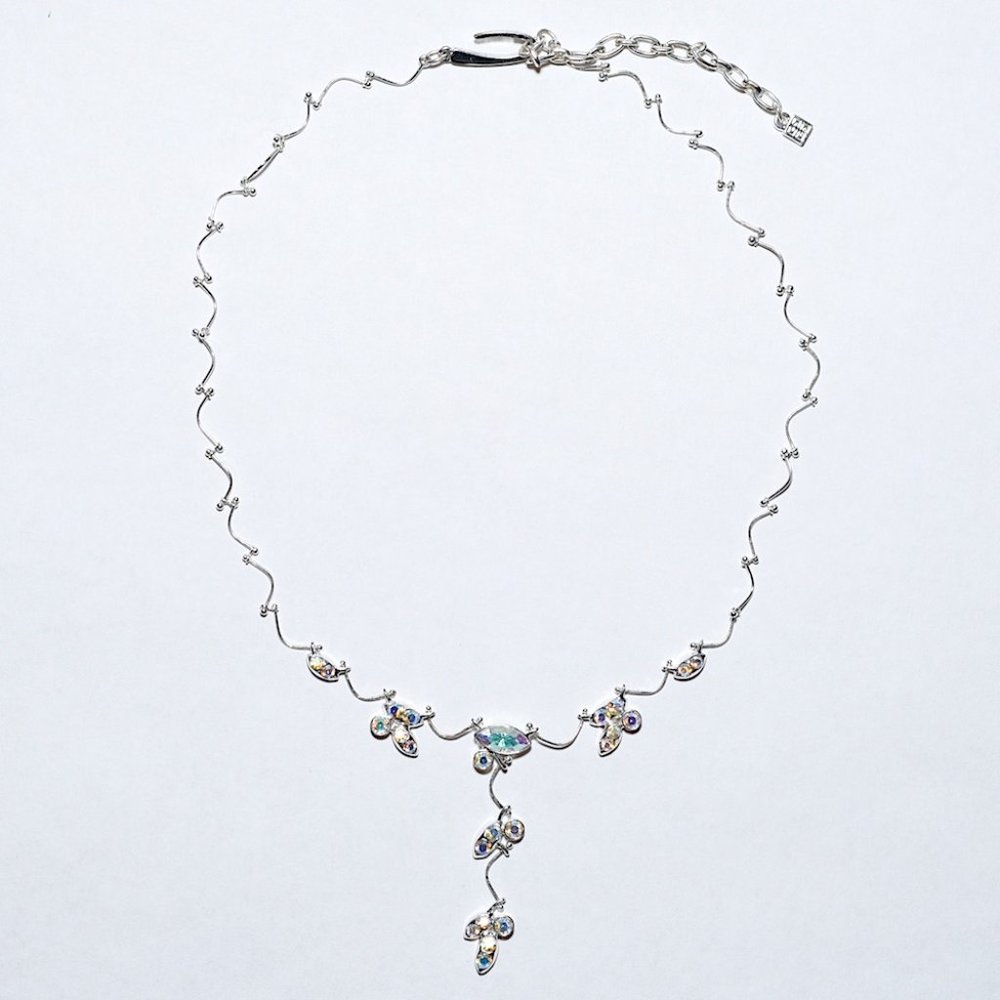 Worn1X Givenchy Y-Drop Iridescent-Crystal Necklace